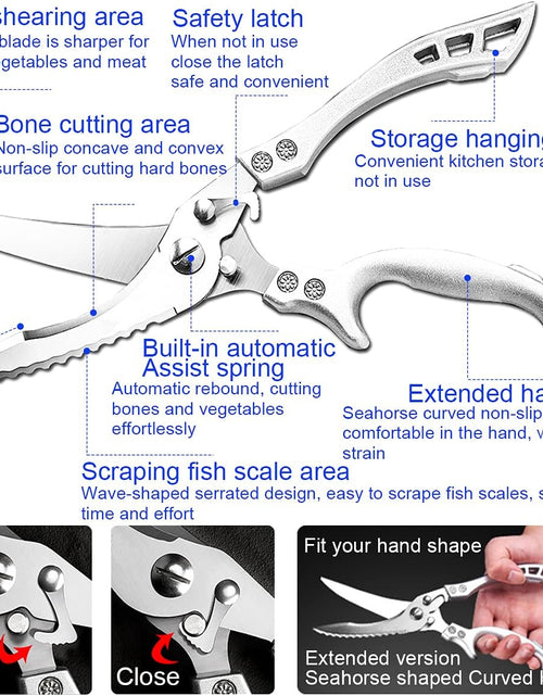 Load image into Gallery viewer, Professional Heavy Duty Kitchen Scissors - Spring Loaded Ultra Sharp Stainless Steel Multipurpose
