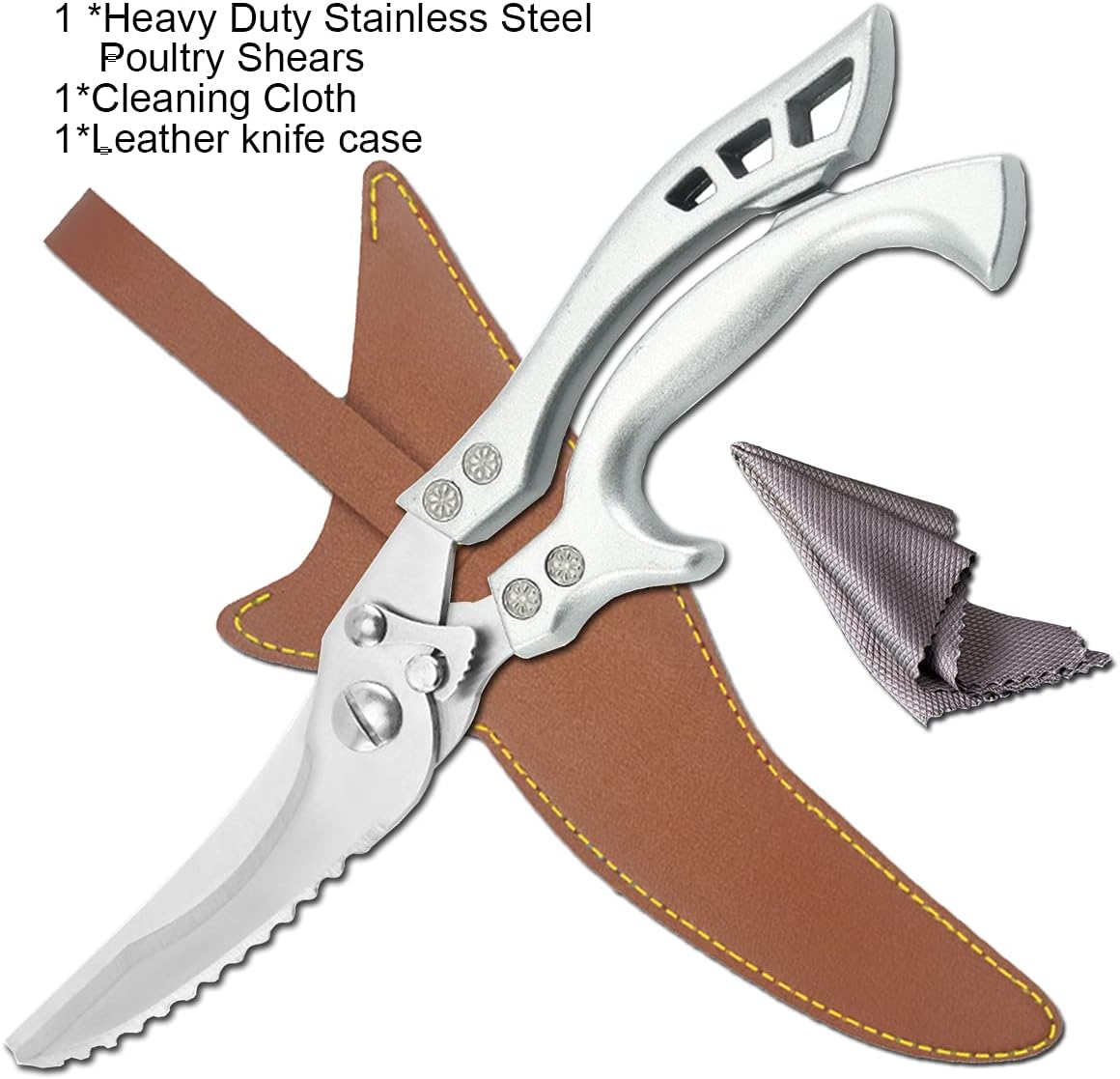 Professional Heavy Duty Kitchen Scissors - Spring Loaded Ultra Sharp Stainless Steel Multipurpose