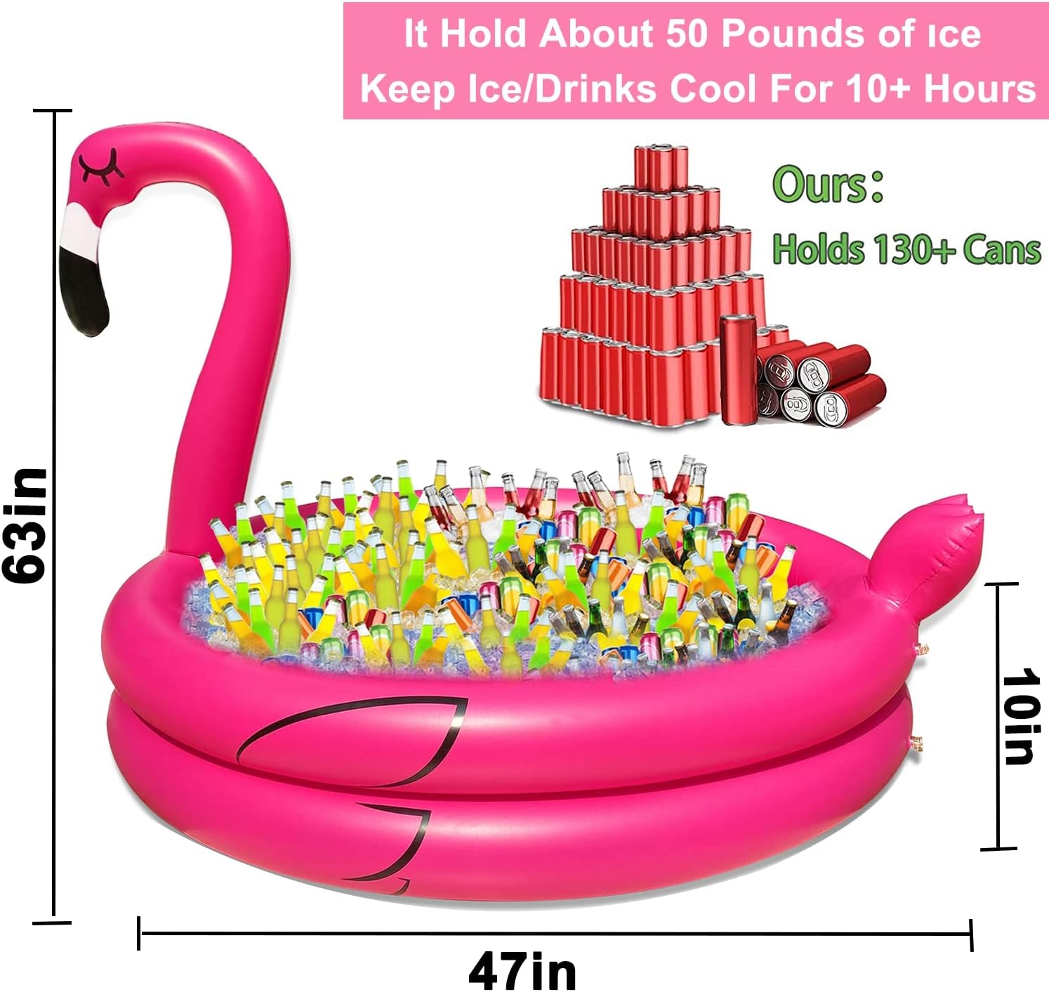 Giant Flamingo Cooler with Quick-Drain & 130+ Cans Super Large Capacity