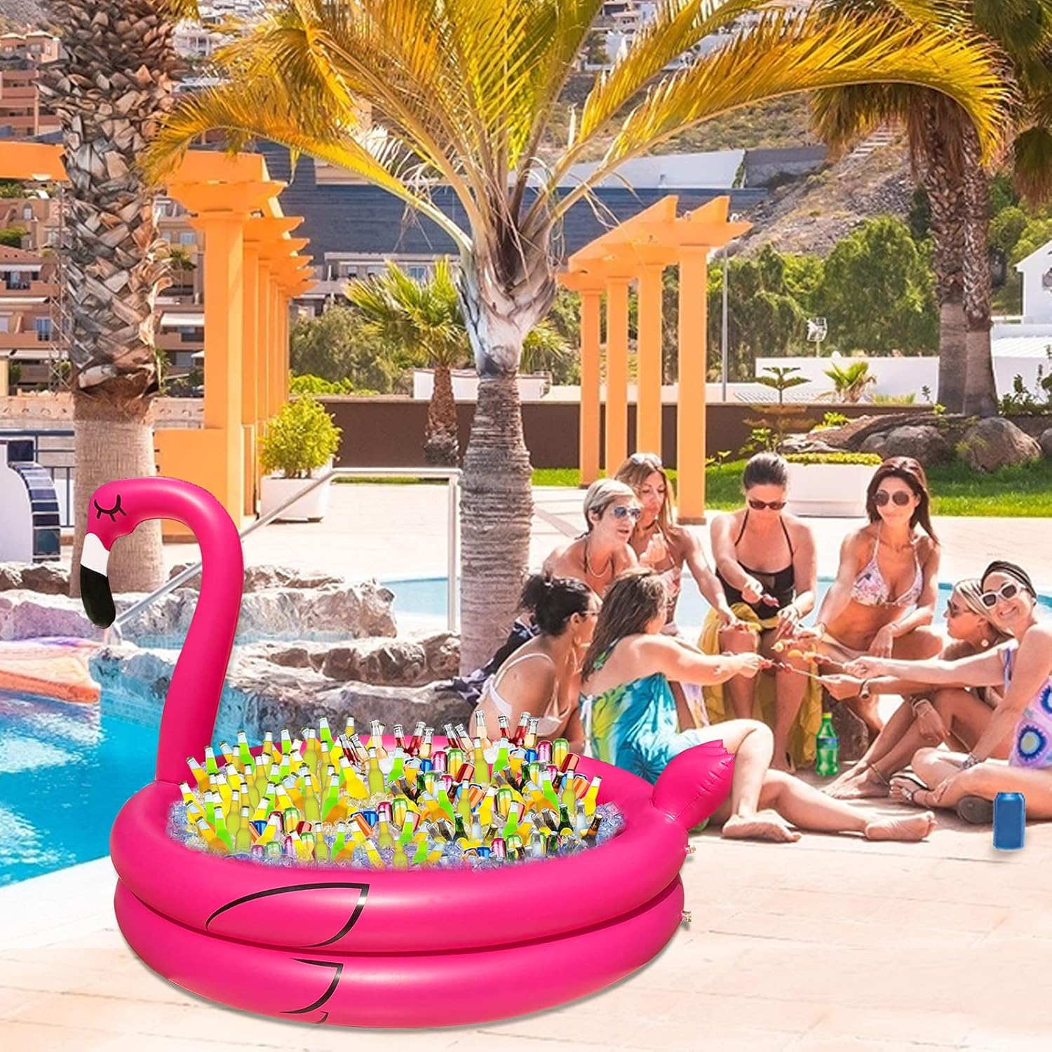 Giant Flamingo Cooler with Quick-Drain & 130+ Cans Super Large Capacity