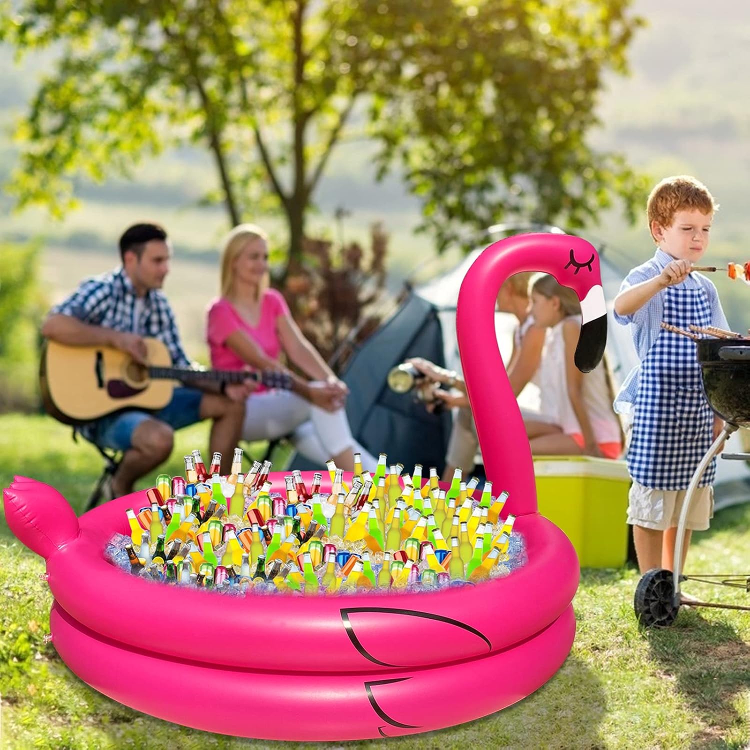 Giant Flamingo Cooler with Quick-Drain & 130+ Cans Super Large Capacity
