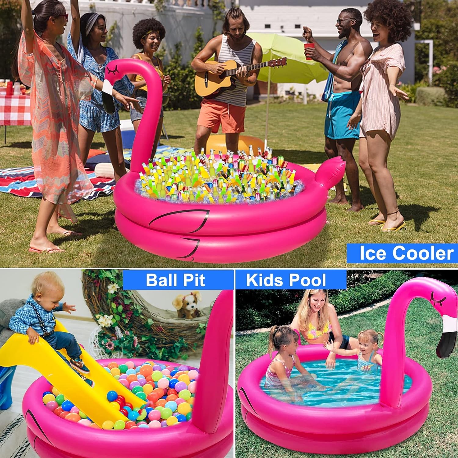 Giant Flamingo Cooler with Quick-Drain & 130+ Cans Super Large Capacity