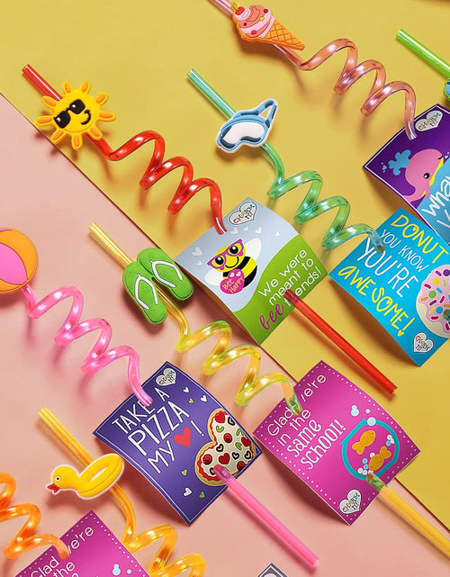 Load image into Gallery viewer, 24 Beach Drinking Crazy Silly Straws for Kids Beach Ball Pool Summer  with 2 PCS Cleaning Brushes
