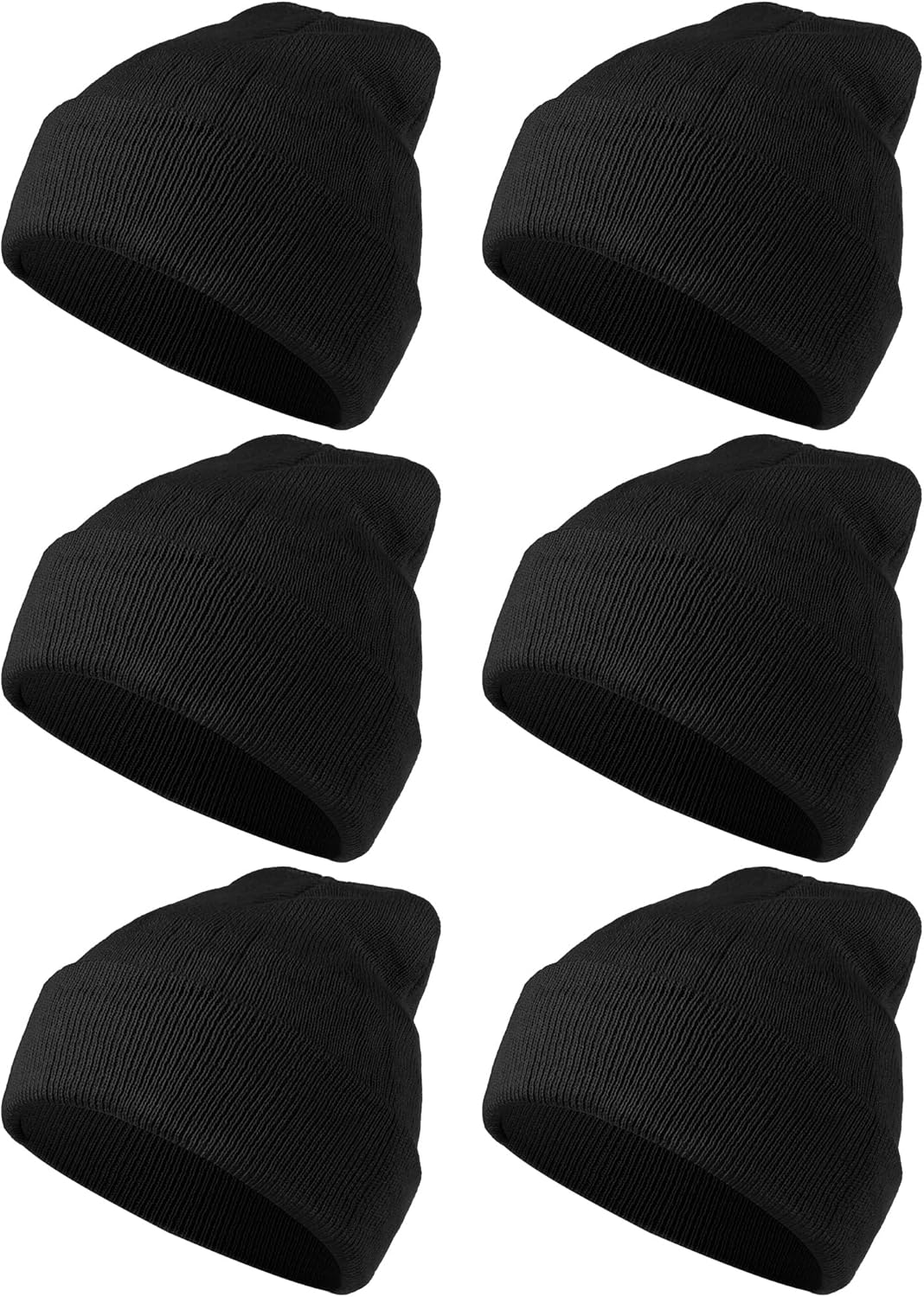 6 Pack Beanie Hats Pack for Men Women Winter Hats Knitted