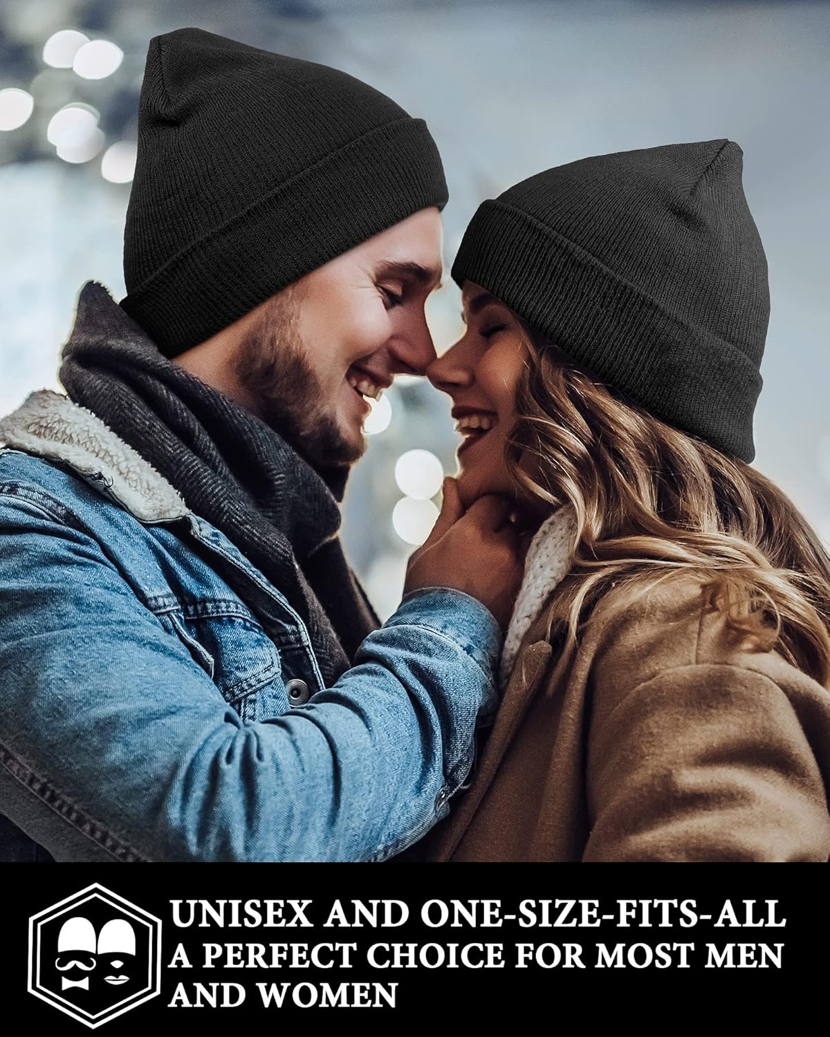 6 Pack Beanie Hats Pack for Men Women Winter Hats Knitted