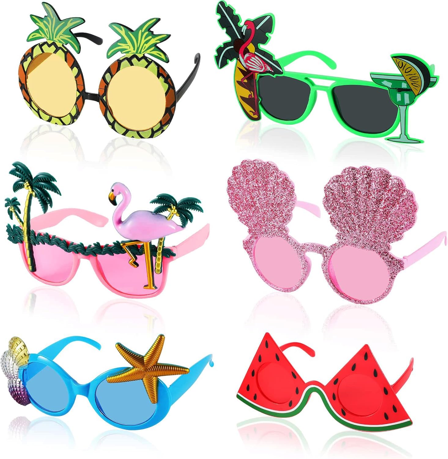 6 Pairs Novelty Party Sunglasses, Funny Luau Party Sunglasses