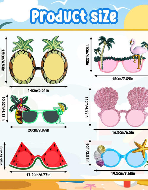 Load image into Gallery viewer, 6 Pairs Novelty Party Sunglasses, Funny Luau Party Sunglasses
