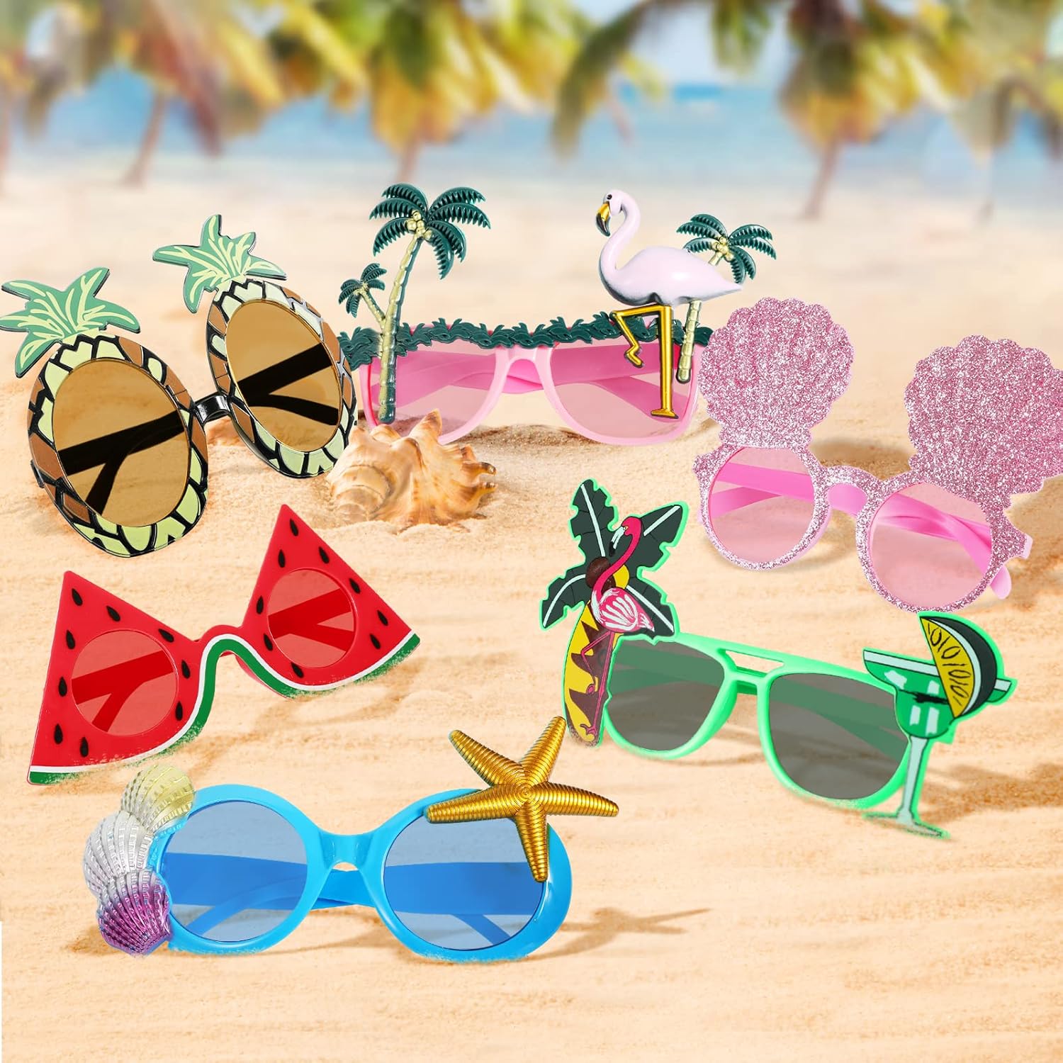 6 Pairs Novelty Party Sunglasses, Funny Luau Party Sunglasses