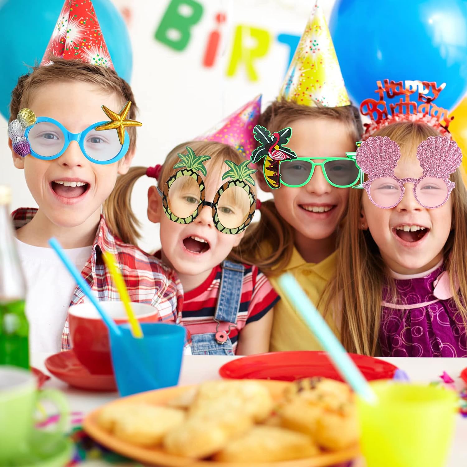 6 Pairs Novelty Party Sunglasses, Funny Luau Party Sunglasses