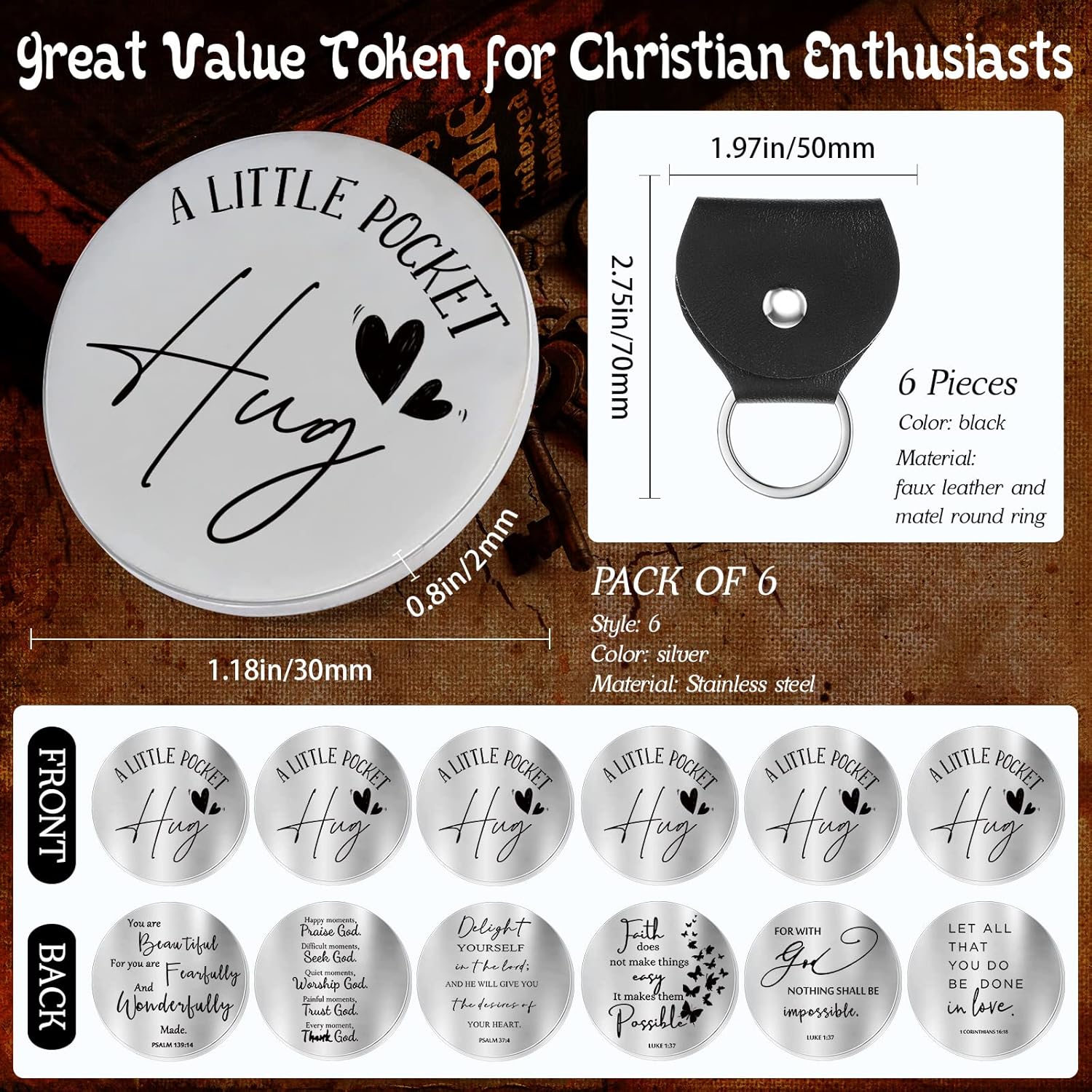 6 Pcs Pocket Hug Token Long Distance Relationship Keepsake Friendship Gifts