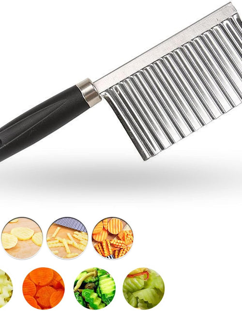 Load image into Gallery viewer, Crinkle Cutter Knife Stainless Steel Cutting Tool for Potato Carrot Chip Vegetable French Fry, Wavy Chopper Wave Slicer Steel Blade
