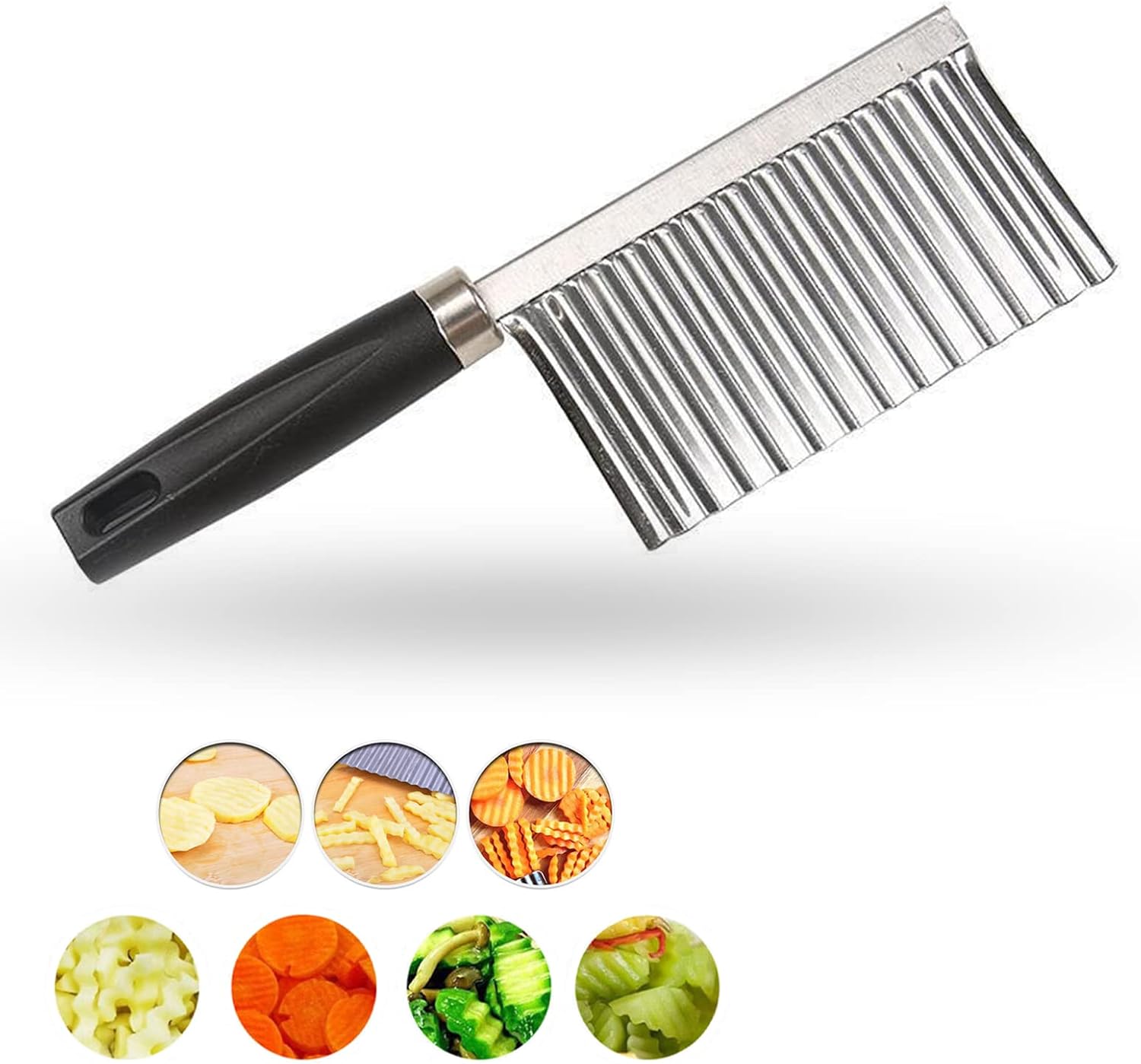 Crinkle Cutter Knife Stainless Steel Cutting Tool for Potato Carrot Chip Vegetable French Fry, Wavy Chopper Wave Slicer Steel Blade