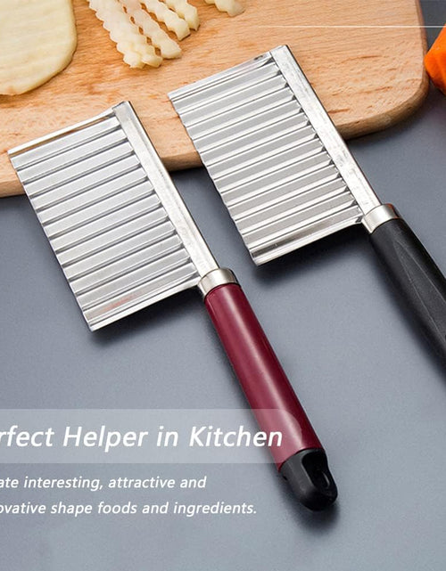 Load image into Gallery viewer, Crinkle Cutter Knife Stainless Steel Cutting Tool for Potato Carrot Chip Vegetable French Fry, Wavy Chopper Wave Slicer Steel Blade
