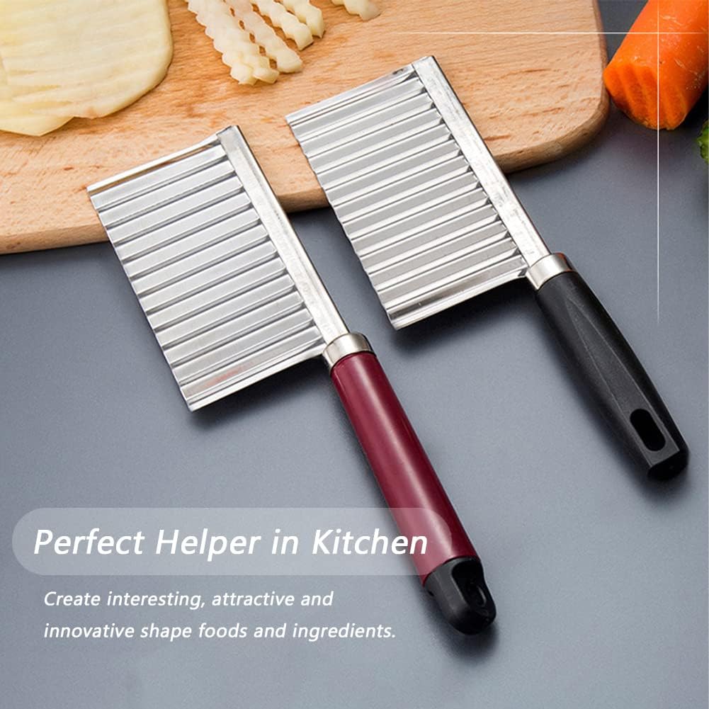 Crinkle Cutter Knife Stainless Steel Cutting Tool for Potato Carrot Chip Vegetable French Fry, Wavy Chopper Wave Slicer Steel Blade
