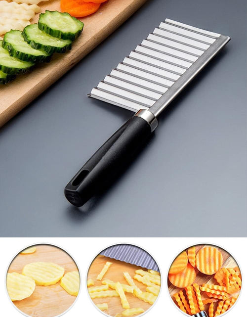 Load image into Gallery viewer, Crinkle Cutter Knife Stainless Steel Cutting Tool for Potato Carrot Chip Vegetable French Fry, Wavy Chopper Wave Slicer Steel Blade
