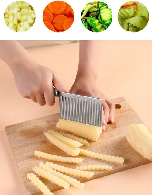 Load image into Gallery viewer, Crinkle Cutter Knife Stainless Steel Cutting Tool for Potato Carrot Chip Vegetable French Fry, Wavy Chopper Wave Slicer Steel Blade
