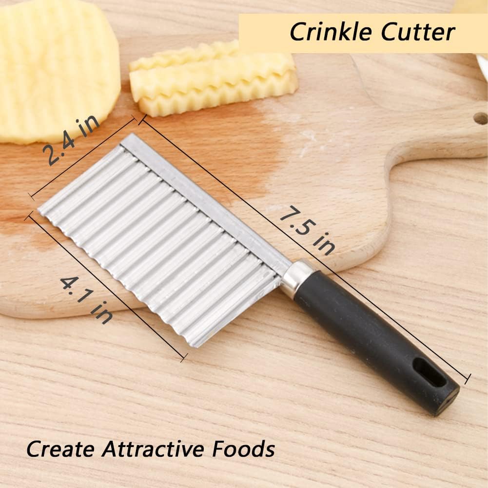 Crinkle Cutter Knife Stainless Steel Cutting Tool for Potato Carrot Chip Vegetable French Fry, Wavy Chopper Wave Slicer Steel Blade