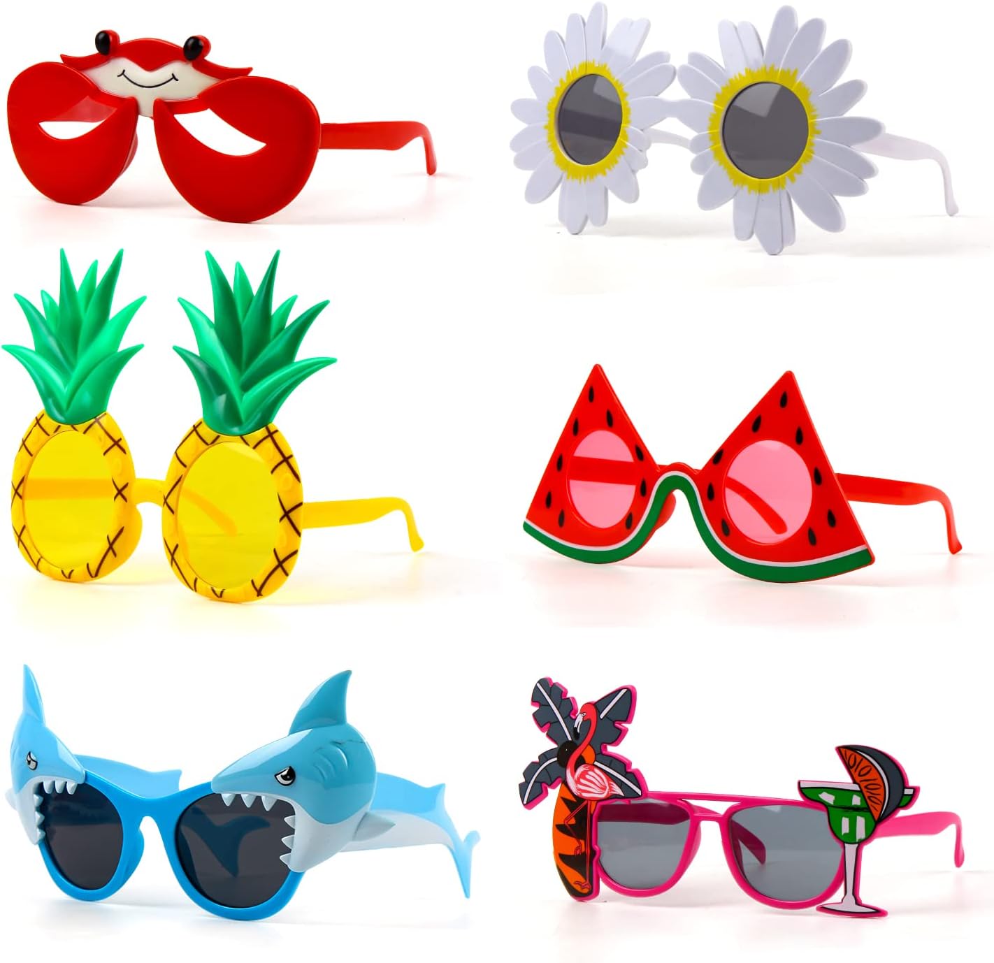 6 Pairs Funny Sunglasses Tropical Fancy Dress Props Summer