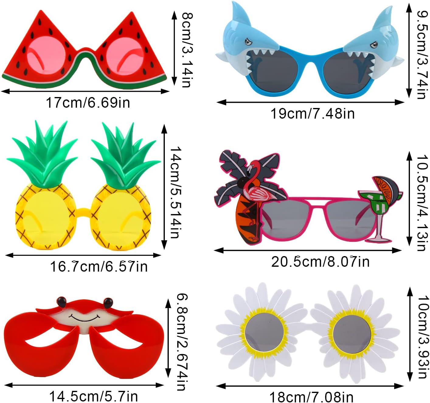 6 Pairs Funny Sunglasses Tropical Fancy Dress Props Summer