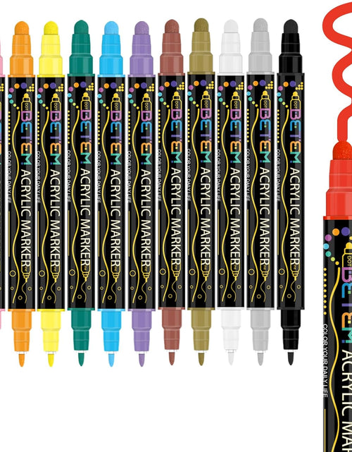 Load image into Gallery viewer, 12 Colors Dual Tip Acrylic Paint Pens Markers, Premium Acrylic Paint Pens
