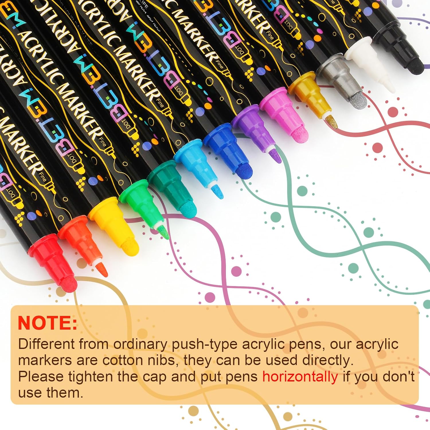 12 Colors Dual Tip Acrylic Paint Pens Markers, Premium Acrylic Paint Pens