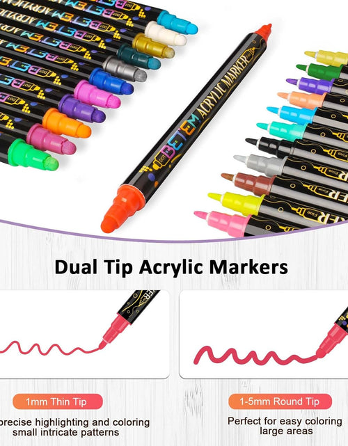Load image into Gallery viewer, 12 Colors Dual Tip Acrylic Paint Pens Markers, Premium Acrylic Paint Pens
