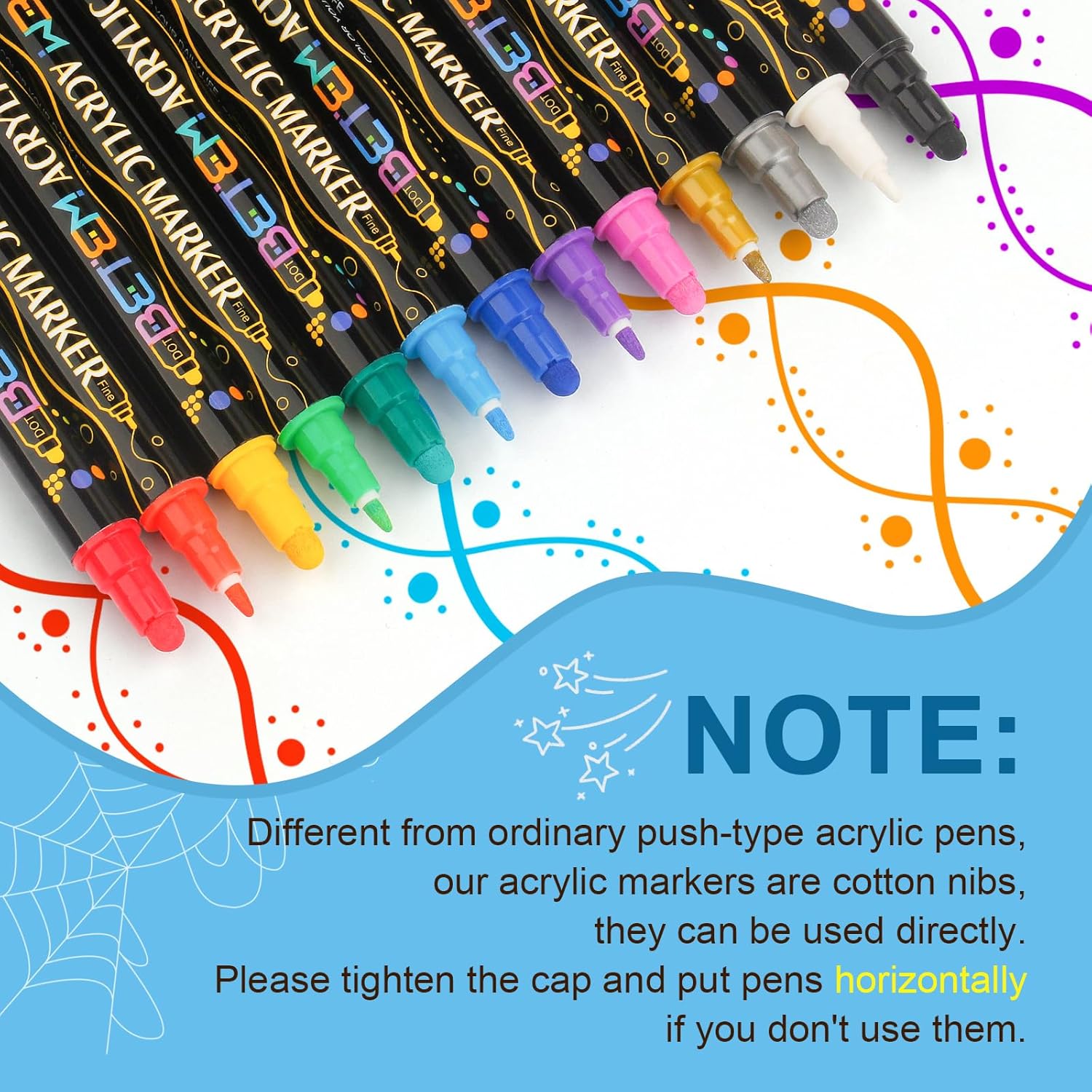 24 Colors Dual Tip Acrylic Paint Pens Markers, Premium Acrylic Paint Pens