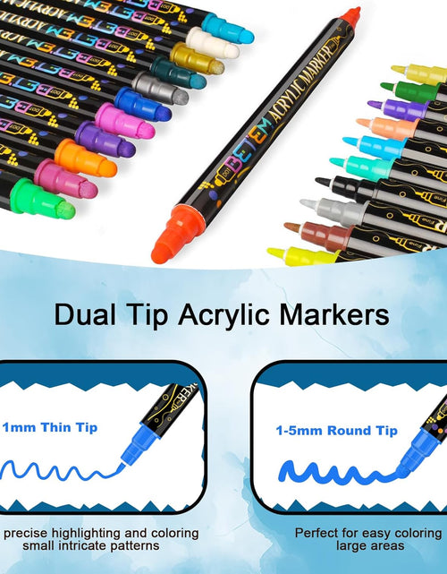 Load image into Gallery viewer, 24 Colors Dual Tip Acrylic Paint Pens Markers, Premium Acrylic Paint Pens
