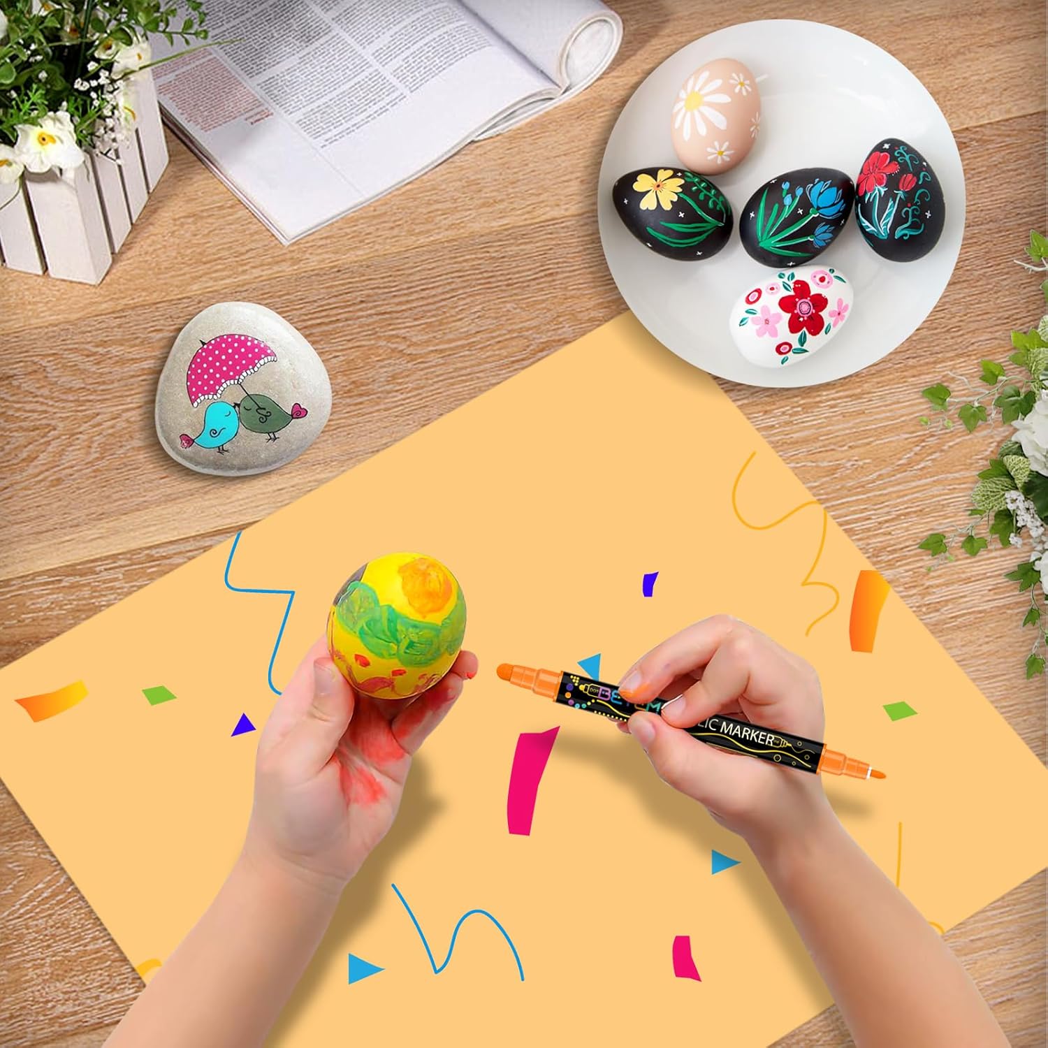 24 Colors Dual Tip Acrylic Paint Pens Markers, Premium Acrylic Paint Pens