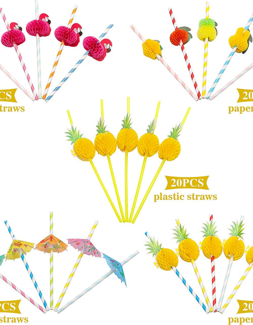Load image into Gallery viewer, 100PCS Flamingo Fruit Paper Straws,Disposable Plastic Drinking Straws - Assorted Colors
