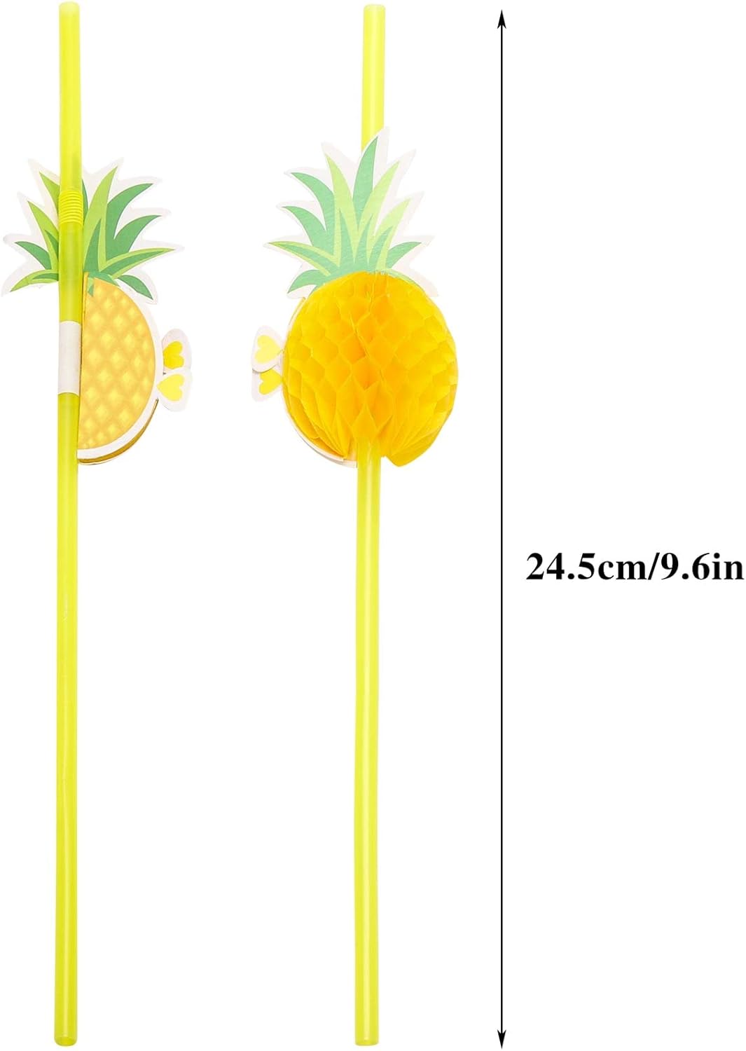 100PCS Flamingo Fruit Paper Straws,Disposable Plastic Drinking Straws - Assorted Colors