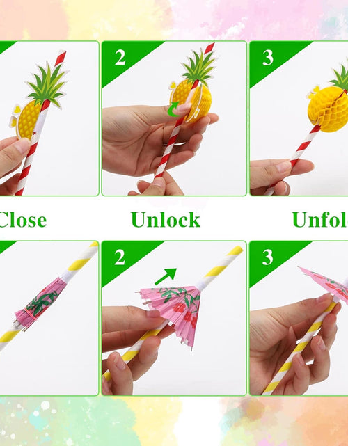 Load image into Gallery viewer, 100PCS Flamingo Fruit Paper Straws,Disposable Plastic Drinking Straws - Assorted Colors
