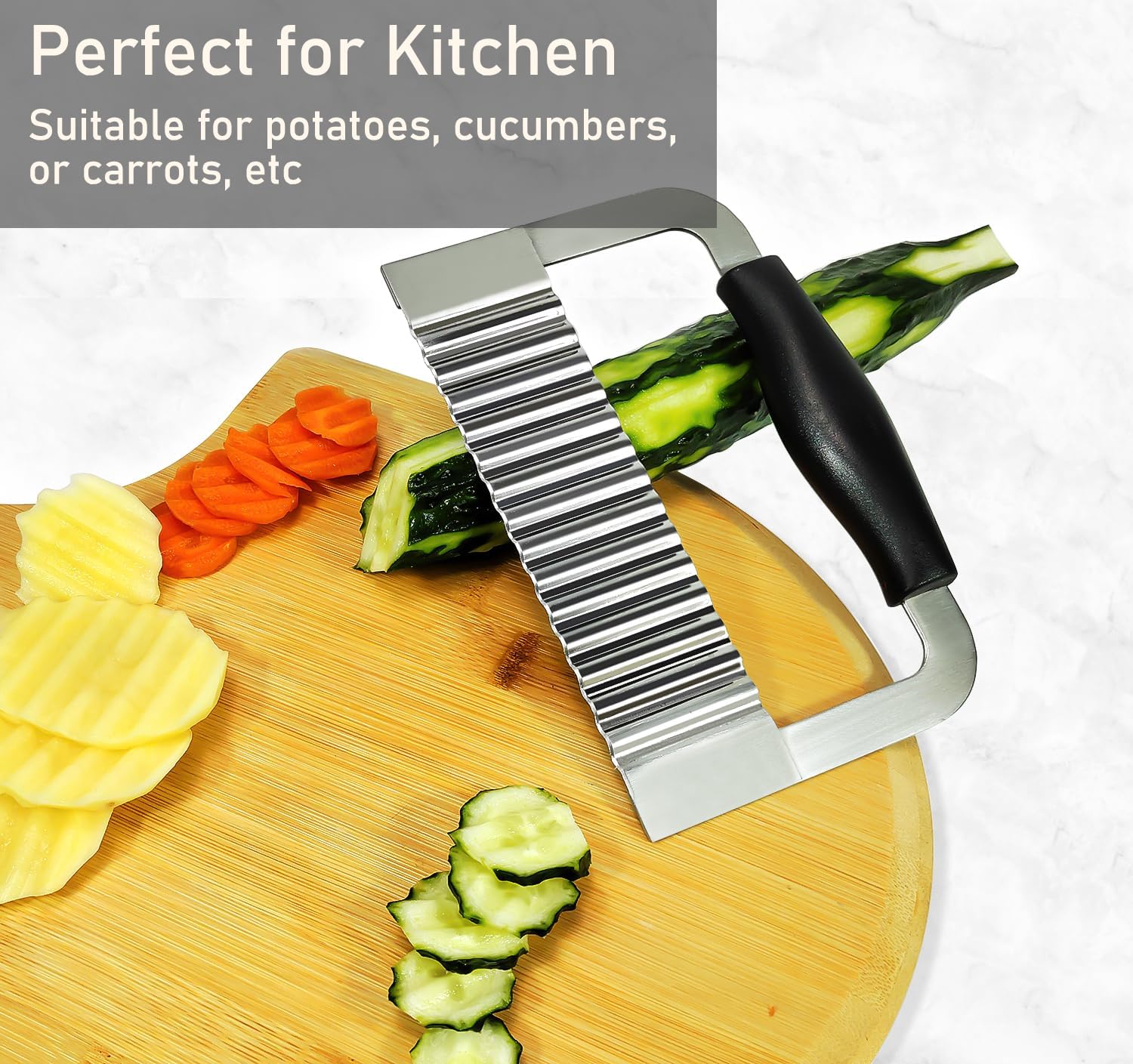 Crinkle Cutter Stainless Steel Potato Slicer Heavy Duty Wavy