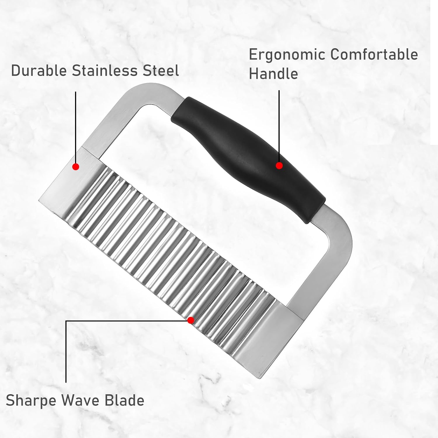 Crinkle Cutter Stainless Steel Potato Slicer Heavy Duty Wavy