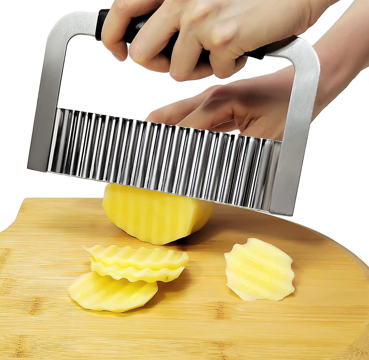 Crinkle Cutter Stainless Steel Potato Slicer Heavy Duty Wavy