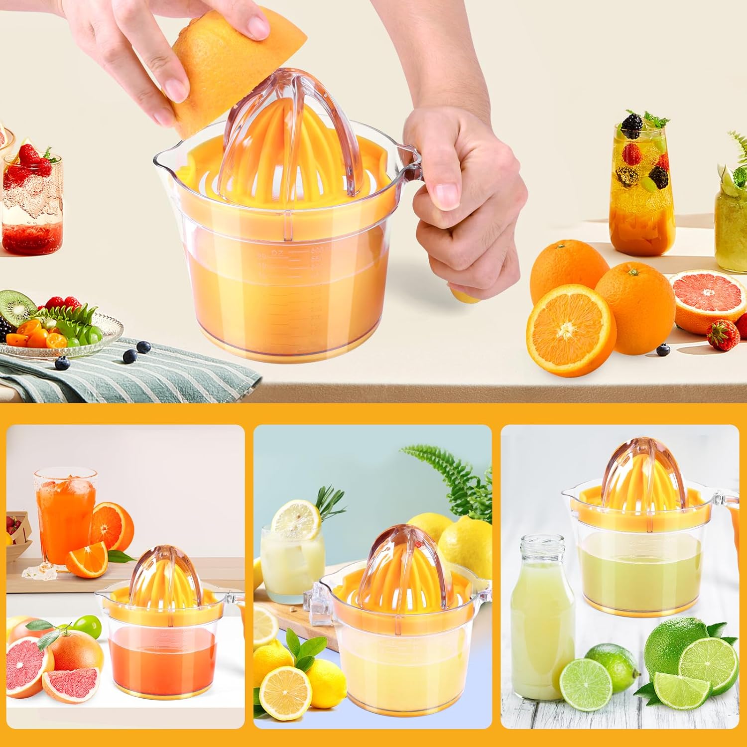 4-in-1 Manual Juicer  21-Ounce Capacity Orange Juicer