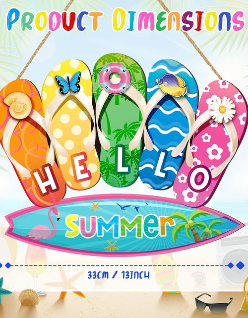 Load image into Gallery viewer, Summer Slippers Hanging Sign Shape Welcome Hello Flip Flop Wooden Door Sign
