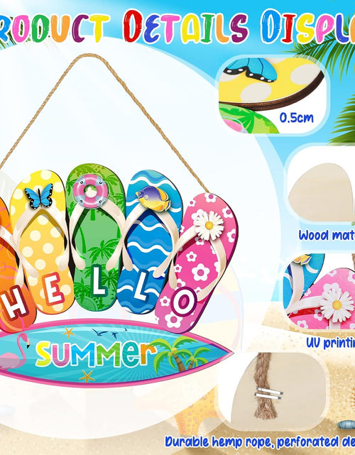 Load image into Gallery viewer, Summer Slippers Hanging Sign Shape Welcome Hello Flip Flop Wooden Door Sign

