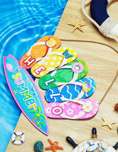 Load image into Gallery viewer, Summer Slippers Hanging Sign Shape Welcome Hello Flip Flop Wooden Door Sign
