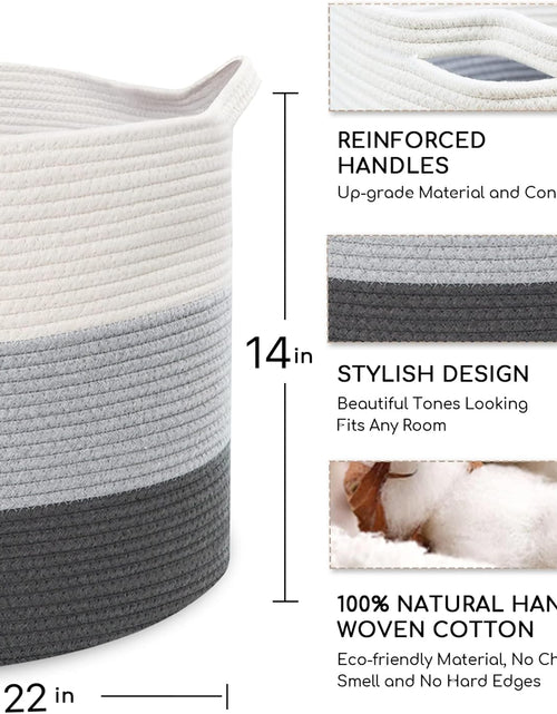 Load image into Gallery viewer, Large Cotton Woven Basket,22&quot;x22&quot;x14&quot; Rope Basket
