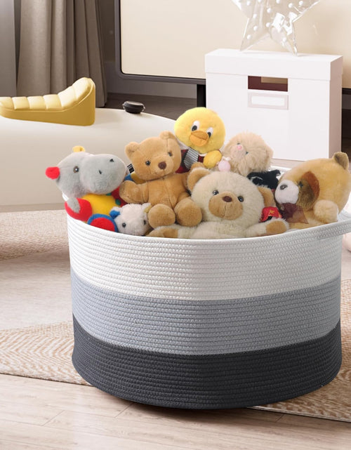 Load image into Gallery viewer, Large Cotton Woven Basket,22&quot;x22&quot;x14&quot; Rope Basket
