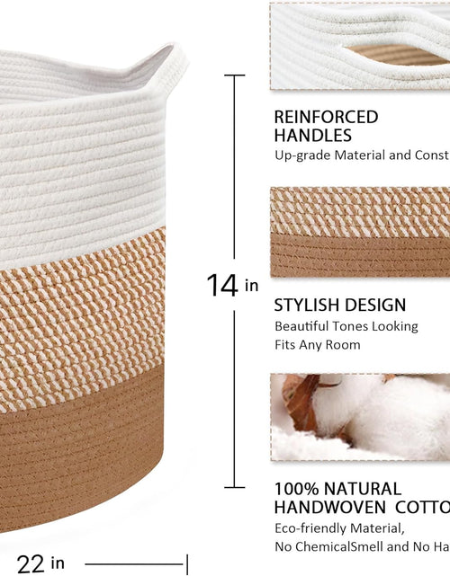Load image into Gallery viewer, Large Cotton Woven Basket,22&quot;x22&quot;x14&quot; Rope Basket (3-Toned Brown)
