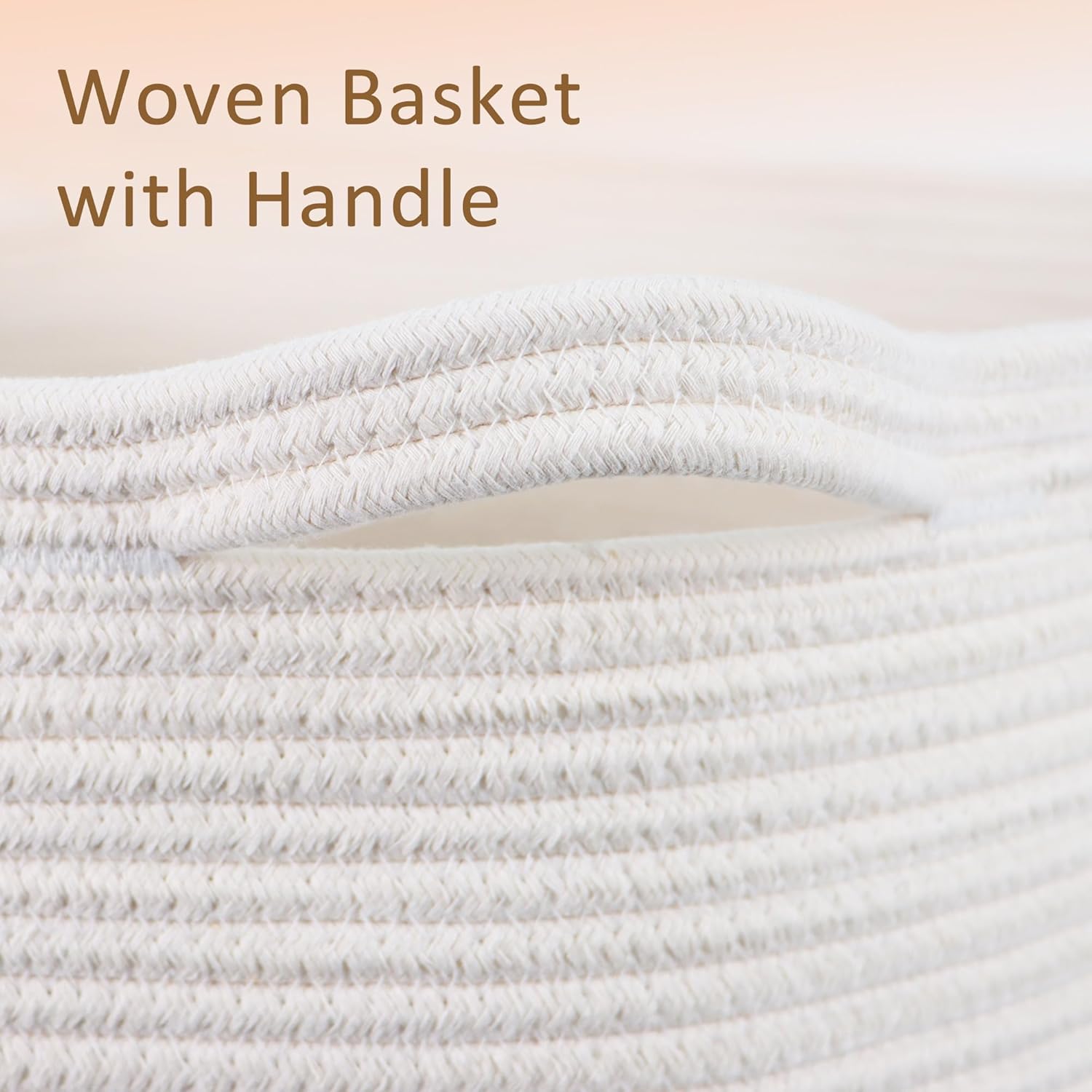 Large Cotton Woven Basket,22"x22"x14" Rope Basket (3-Toned Brown)