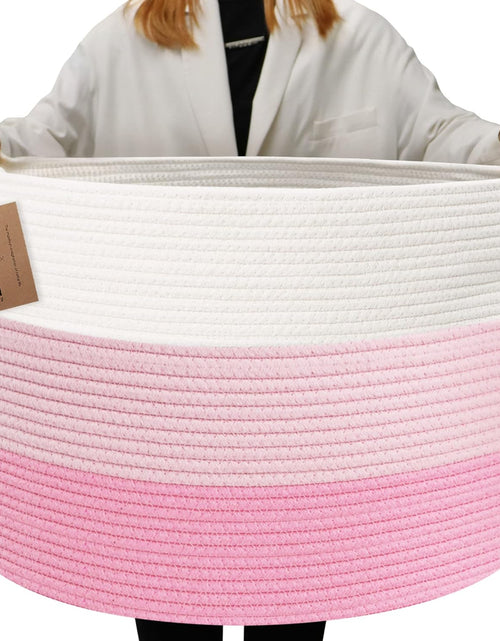Load image into Gallery viewer, Large Cotton Woven Basket,22&quot;x22&quot;x14&quot; Rope Basket (3-Toned Pink)
