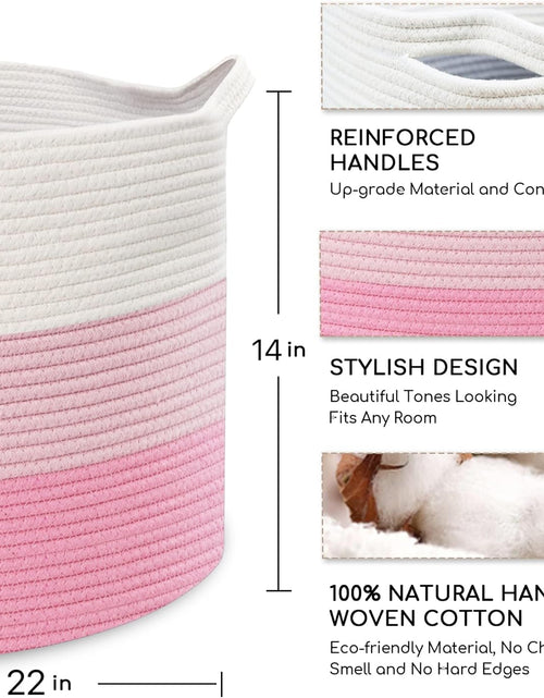 Load image into Gallery viewer, Large Cotton Woven Basket,22&quot;x22&quot;x14&quot; Rope Basket (3-Toned Pink)
