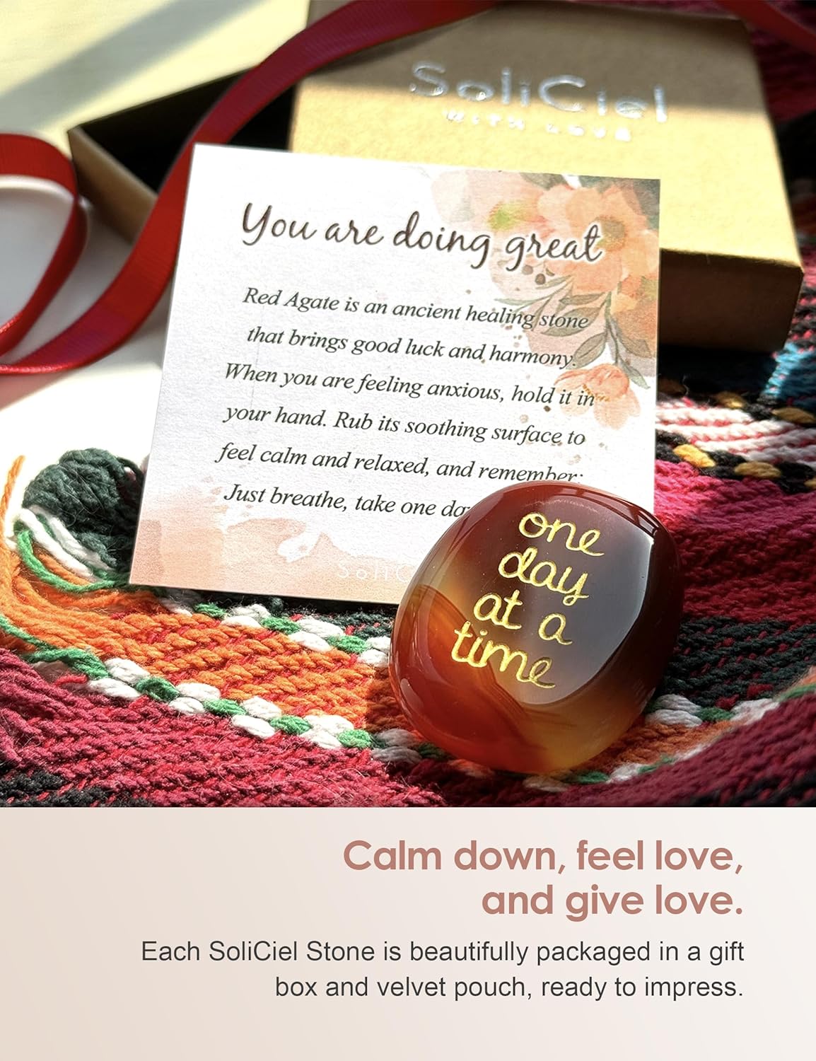 One Day at A Time Agate Healing Crystal Gifts for Him for Her