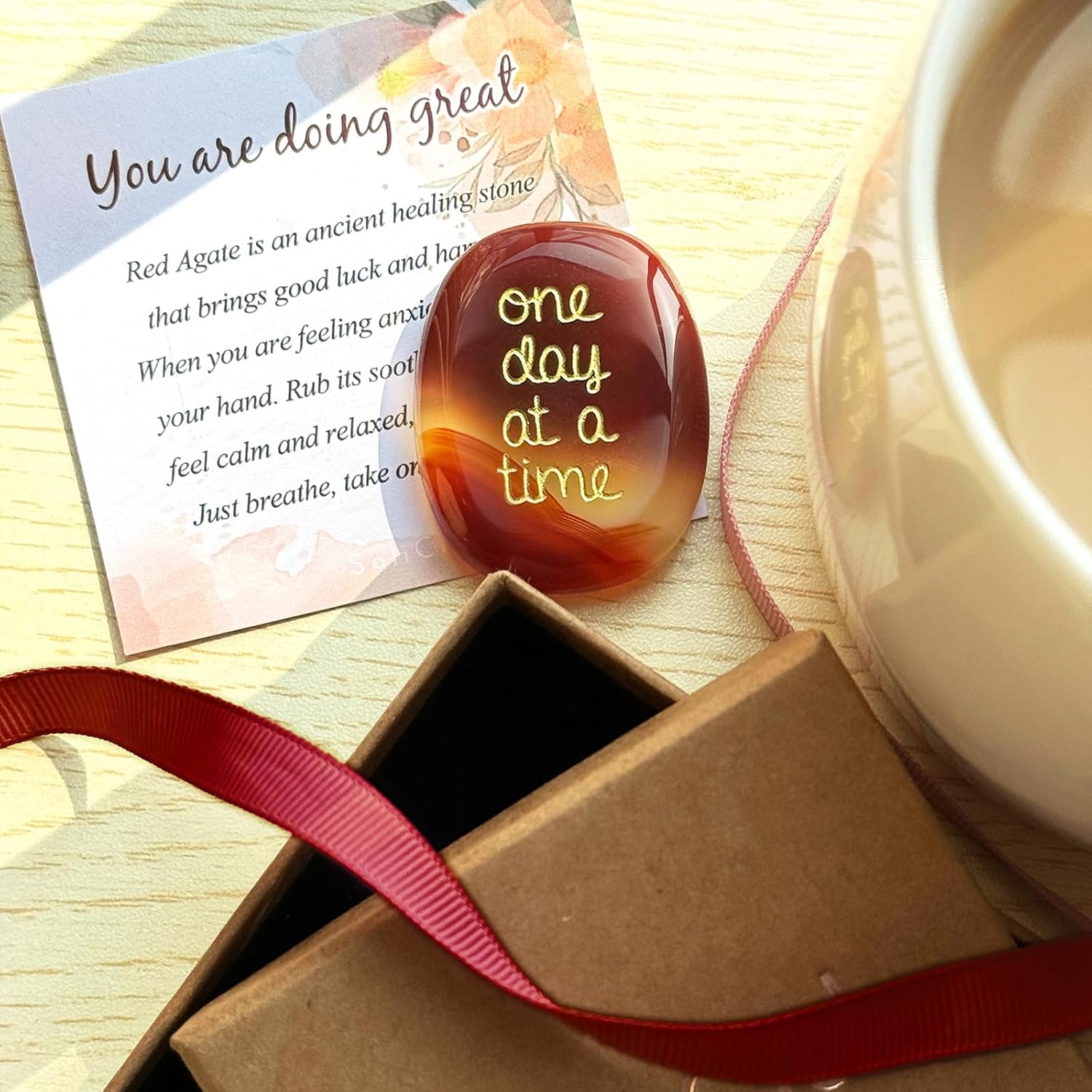 One Day at A Time Agate Healing Crystal Gifts for Him for Her