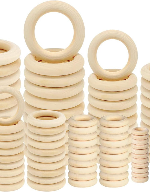 Load image into Gallery viewer, 100 PCS Unfinished Natural Wooden Rings for Crafts, Wood Rings
