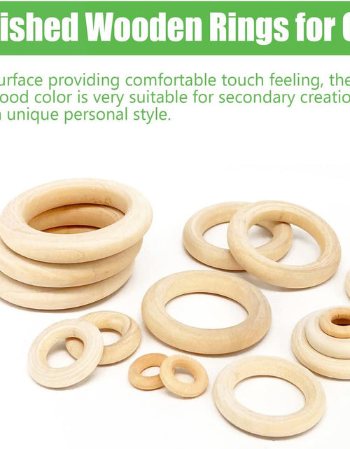 Load image into Gallery viewer, 100 PCS Unfinished Natural Wooden Rings for Crafts, Wood Rings
