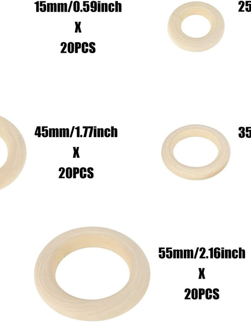 Load image into Gallery viewer, 100 PCS Unfinished Natural Wooden Rings for Crafts, Wood Rings
